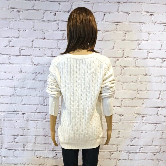 GAP - Classic angora blend cream long sleeve pullover cable knit sweater - Picture 8 of 10